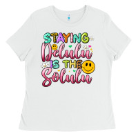 White staying delulu is the solulu Ladies Tee - Artiststas