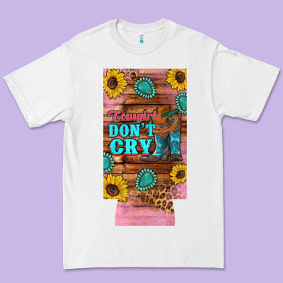 Cowgirls Don't Crty Boots Hat Sunflowers 12 Oz Can Cooler  (slim) Premium Tee Designed By Artiststas