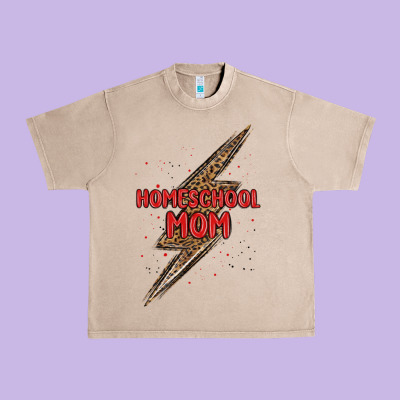 Homeschool Mom Lightning Bolt Urban Heavy Tee Designed By Maliassmallbusiness
