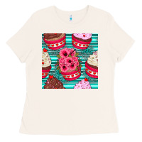 Bone valentines day flower cupcakes and serape seamless pattern Ladies Tee - BundleAndBundleShop