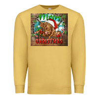 Antique Gold merry christmas heifer cow Premium Sweatshirt - CowGirlArtShop