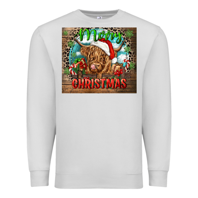 Merry Christmas Heifer Cow Premium Sweatshirt by CowGirlArtShop | Teevron