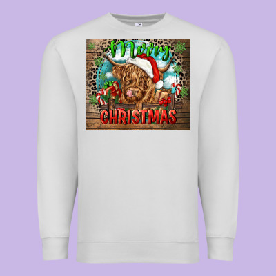 Merry Christmas Heifer Cow Premium Sweatshirt Designed By Cowgirlartshop