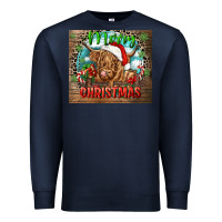 Navy merry christmas heifer cow Premium Sweatshirt - CowGirlArtShop