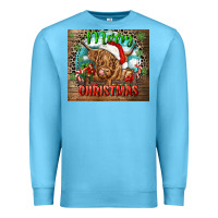 Ocean Blue merry christmas heifer cow Premium Sweatshirt - CowGirlArtShop