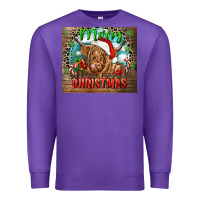 Purple merry christmas heifer cow Premium Sweatshirt - CowGirlArtShop