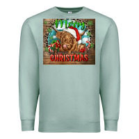 Seafoam merry christmas heifer cow Premium Sweatshirt - CowGirlArtShop