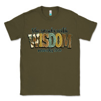 Army Green she speaks with wisdom proverbs 31 26 Classic Tee - NancyCooperArtShop