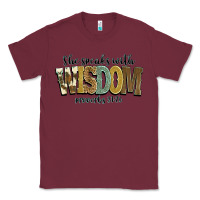Burgundy she speaks with wisdom proverbs 31 26 Classic Tee - NancyCooperArtShop