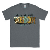 Charcoal Heather she speaks with wisdom proverbs 31 26 Classic Tee - NancyCooperArtShop