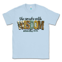 Dusty Blue she speaks with wisdom proverbs 31 26 Classic Tee - NancyCooperArtShop