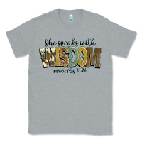 Heather Grey she speaks with wisdom proverbs 31 26 Classic Tee - NancyCooperArtShop