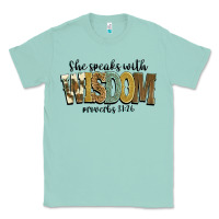 Seafoam she speaks with wisdom proverbs 31 26 Classic Tee - NancyCooperArtShop