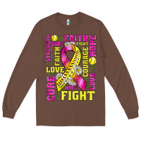 Chestnut breast cancer softball ribbon love cure fight bbs Long Sleeve Tee - BundleAndBundleShop