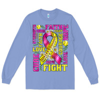 Colony Blue breast cancer softball ribbon love cure fight bbs Long Sleeve Tee - BundleAndBundleShop