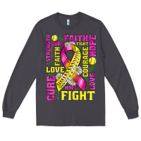 Smoke breast cancer softball ribbon love cure fight bbs Long Sleeve Tee - BundleAndBundleShop