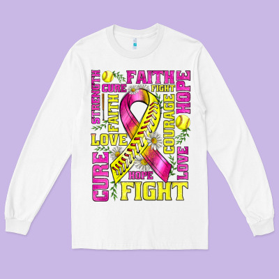 Breast Cancer Softball Ribbon Love Cure Fight Bbs Long Sleeve Tee Designed By Bundleandbundleshop