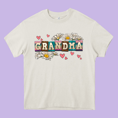 Daisy Grandma Heavy Core Tee Designed By Adodesignshop