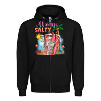 Black Always salty Zipper Hoodie - NancyCooperArtShop