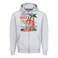 Heather Grey Always salty Zipper Hoodie - NancyCooperArtShop