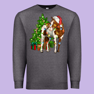 American Paint Horse Christmas Tree Premium Sweatshirt Designed By Cowgirlartshop