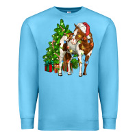 Ocean Blue american paint horse christmas tree Premium Sweatshirt - CowGirlArtShop