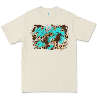 Bone cowhide leopard turquoise background Premium Tee - AdoDesignShop