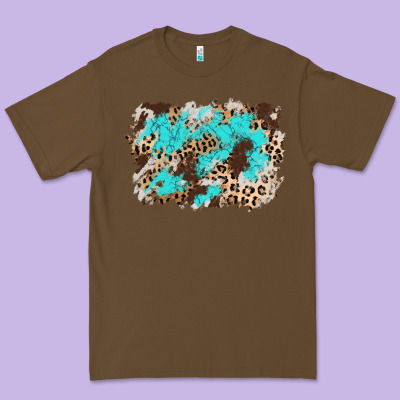 Cowhide Leopard Turquoise Background Premium Tee Designed By Adodesignshop
