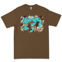 Cacao cowhide leopard turquoise background Premium Tee - AdoDesignShop