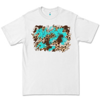White cowhide leopard turquoise background Premium Tee - AdoDesignShop