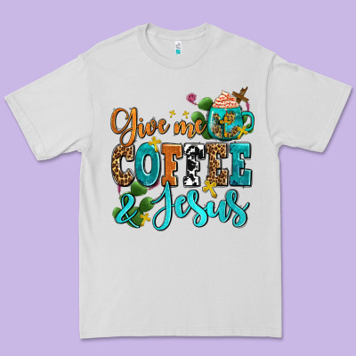 Gıve Me Coffee And Jesus Premium Tee Designed By Adodesignshop