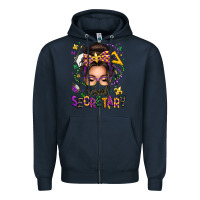 Navy mardi gras school secretary caucasian messy bun Zipper Hoodie - texasbilliewilder