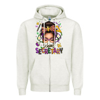 Oatmeal Heather mardi gras school secretary caucasian messy bun Zipper Hoodie - texasbilliewilder