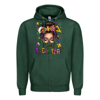 Sports Green mardi gras school secretary caucasian messy bun Zipper Hoodie - texasbilliewilder
