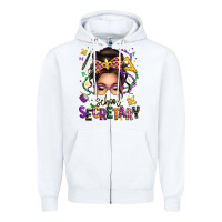 White mardi gras school secretary caucasian messy bun Zipper Hoodie - texasbilliewilder