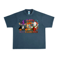 Midnight Navy Happy Hallothanksmas goats Urban Heavy Tee - NancyCooperArtShop