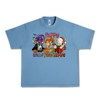Pebble Blue Happy Hallothanksmas goats Urban Heavy Tee - NancyCooperArtShop