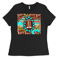Black football leopard turquoise gemstone sunflower Ladies Tee - JahusDesignShop