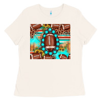 Bone football leopard turquoise gemstone sunflower Ladies Tee - JahusDesignShop