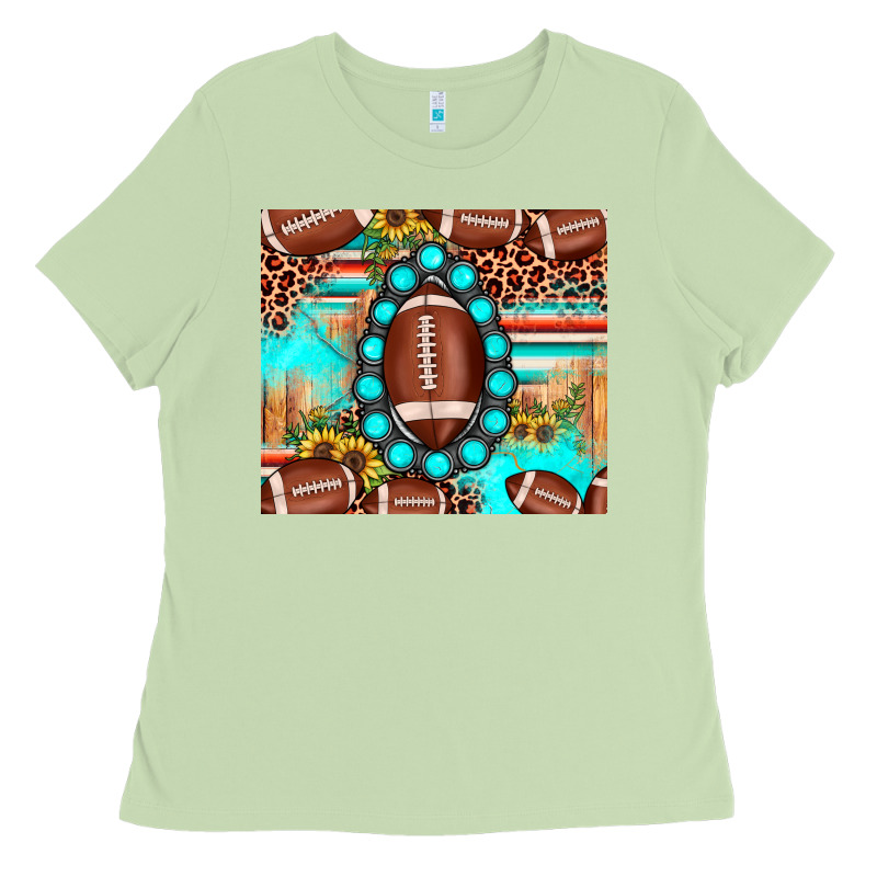 Football Leopard Turquoise Gemstone Sunflower Ladies Tee by JahusDesignShop | Teevron