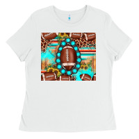 White football leopard turquoise gemstone sunflower Ladies Tee - JahusDesignShop