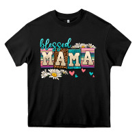 Black daisy blessed mama Heavy Core Tee - AdoDesignShop