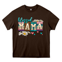 Chocolate Brown daisy blessed mama Heavy Core Tee - AdoDesignShop