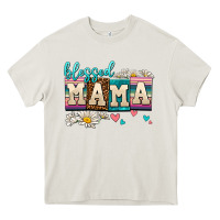 Cream daisy blessed mama Heavy Core Tee - AdoDesignShop