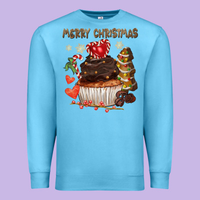 Merry Christmas Cupcake Chocolate Premium Sweatshirt Designed By Cowgirlartshop