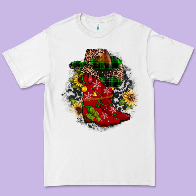 Christmas Cowboy Boots Premium Tee Designed By Jahusdesignshop