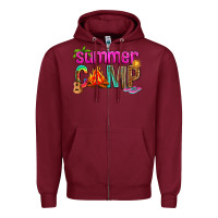 Burgundy summer camp Zipper Hoodie - NancyCooperArtShop