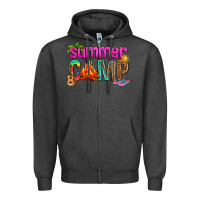 Charcoal Heather summer camp Zipper Hoodie - NancyCooperArtShop