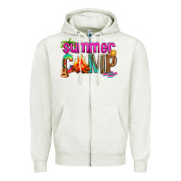Oatmeal Heather summer camp Zipper Hoodie - NancyCooperArtShop