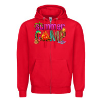 Red summer camp Zipper Hoodie - NancyCooperArtShop